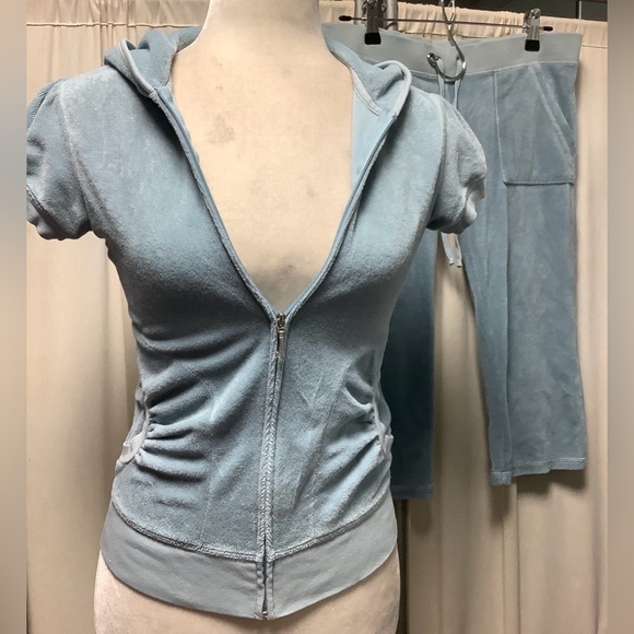 Juicy Couture Pants - Juicy Couture Y2K Terry Shorts 32 x 18 Zip Up Hoodie Set
